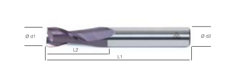MTE Komple Sert Metal Parmak Freze 2 Ağızlı ( KSM - DIN 6528 )