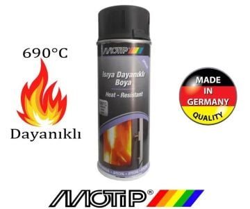 Motip Mat Siyah 690° Derece Isıya Dayanıklı Yanmaz Sprey Boya 400 ML (Egsoz Boyası)