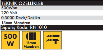 ROWN RN1010 Darbeli Matkap 500 Watt