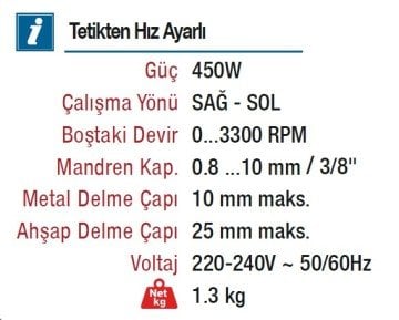 VIDO Elektrikli Darbeli Matkap 710 Watt