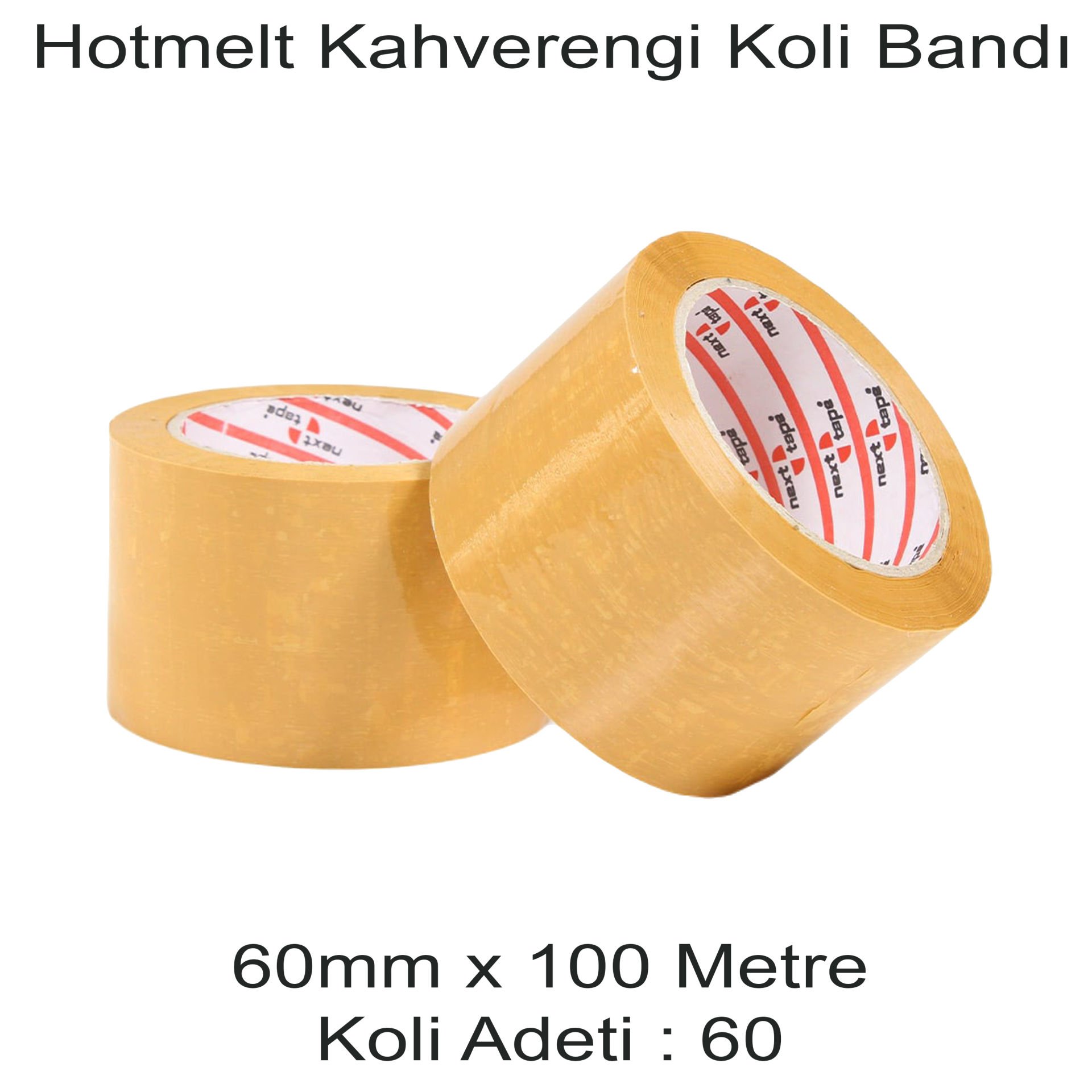 NEXT TAPE Hotmelt Kahverengi Koli Bandı 60mm x 100 Metre ( 60 Adet )