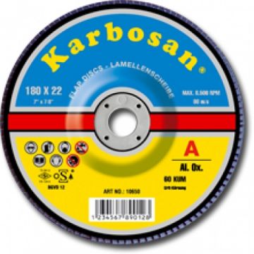 KARBOSAN Al. Ox Flap Diskler 180 x 22 Düz Tip 60 Kum (10 Adet)