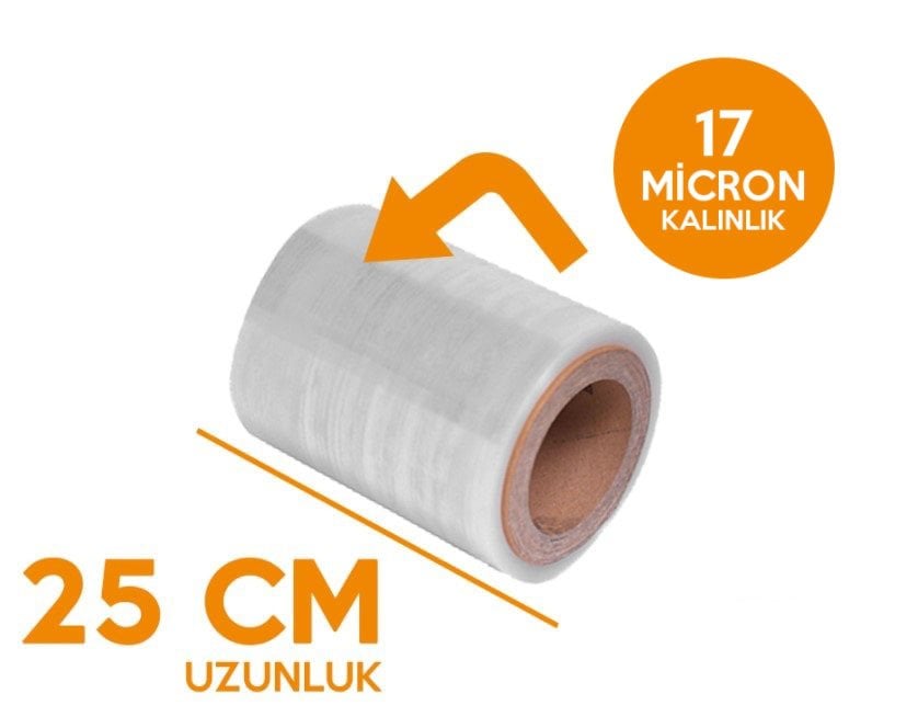 25cm Şeffaf 17 Mikron Streç Film 1000 Gram - 6 ADET