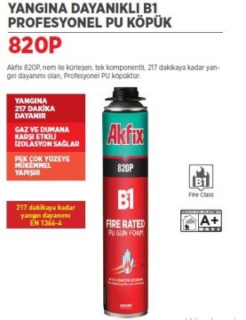 Akfix 820P Tabancalı Yangına Karşı Dayanıklı PU Köpük 850 ml (12 Adet)