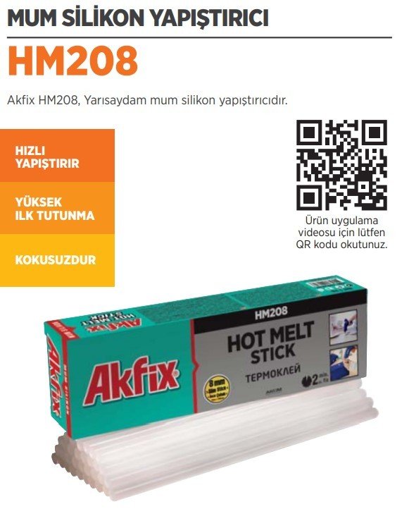 AKFİX HM208 Kalın Mum Silikon Yapıştırıcı 11 x 300mm - 1 KG