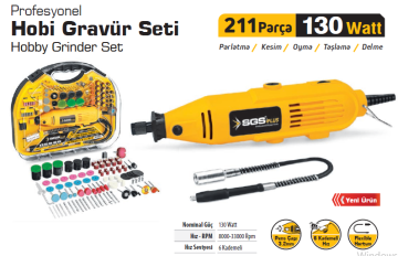 SGS 5260 Hobi Gravür Seti 211 Parça 130 Watt