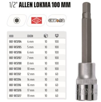 RİCO 1/2 Allen Lokma Ucu 100 mm