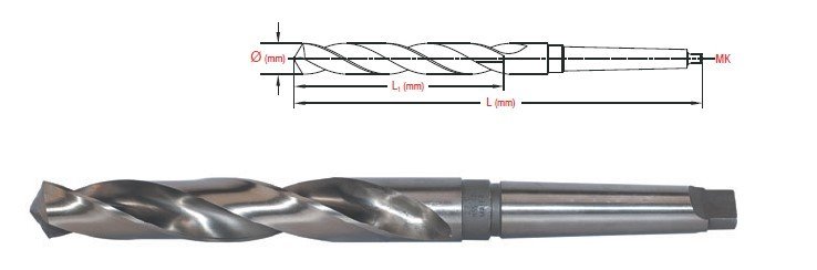 MAIER DIN 345 - %5 Kobaltlı Konik Saplı Taşlanmış Matkap Ucu