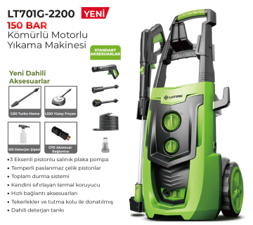 LUTİAN (LT701G-2200) 175 BAR Elektrikli Yüksek Basınçlı Yıkama Makinası Kömürlü Motor 220 Volt - 2200 WATT