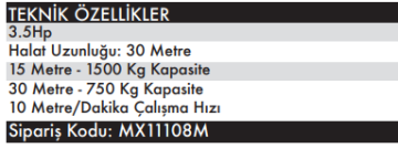 MAX EXTRA Elektrikli Pratik Vinç 750-1500 KG 220 Volt (MX11110)