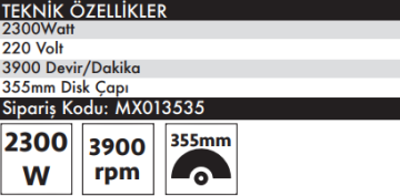 MAX EXTRA 355mm Profil Kesme Makinası 2300 Watt (MX3535)