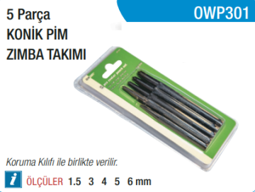 OWDEN 5 Parça Konik Pim Zımba Takımı