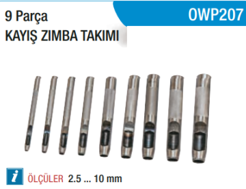 OWDEN 9 Parça Kayış Zımba Takımı