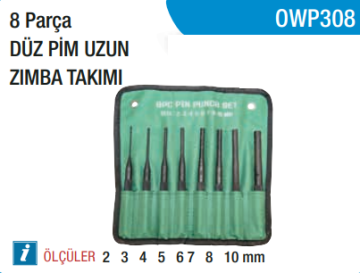 OWDEN 8 Parça Düz Pim Uzun Zımba Takımı