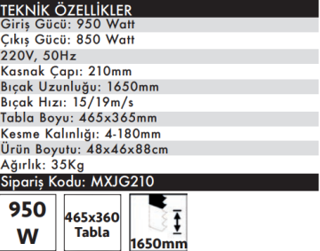 MAX EXTRA MXJG210 Kemik Kesme Parçalama Testeresi Kurban İçin 950 Watt