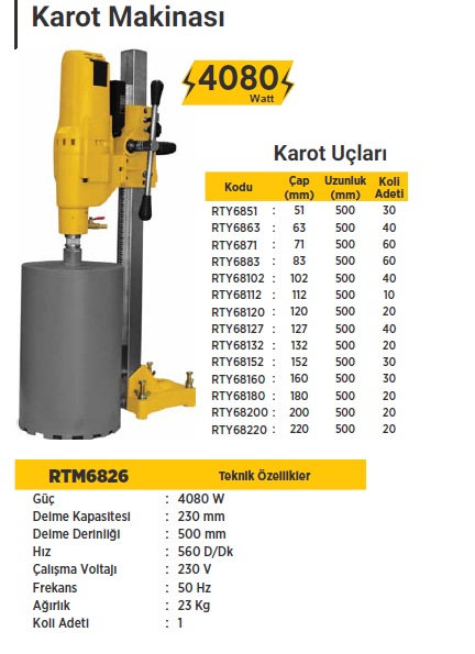 RTR Max Karot Makinası ve Uçları