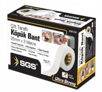 SGS 1231 Çift Taraflı Köpük Bant 18mm / 2 Metre