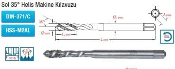 MAİER Sol 35° Helis Makine Kılavuzu (DIN-371/C) (HSS-M2AL)