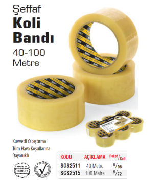 SGS Akrilik Şeffaf Koli Bandı 48mm