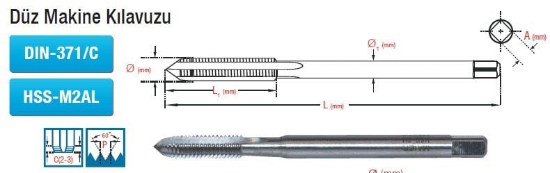 MAİER  Düz Makine Kılavuzu (DIN-371/C) (HSS-M2AL)