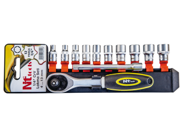 NT TOOLS NCSET61 -  1/4'' Altı Köşe Lokma Seti Takımı 12 Parça