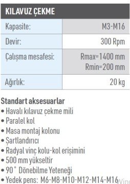 OSAKA OPT-P 3-16K Havalı Kılavuz Çekme (90 Derece)