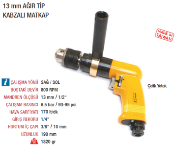 YAMA AT-4044A Havalı Matkap 13 mm Ağır Hizmet Sağ Sol