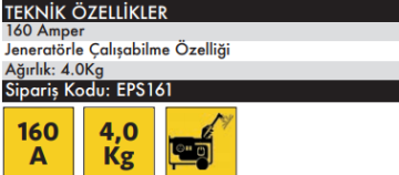 EPS Genera 161 MMA 160 Amper İnvertör Kaynak Makinesi