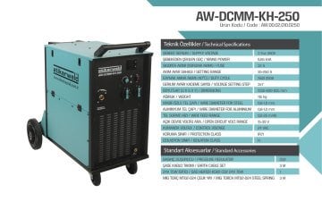 ATİKER AW-DCMM-KH-250 MIG/MAG Gazaltı Kaynak Makinası - Hava Soğutmalı - 250 Amper