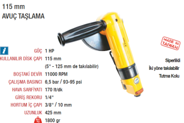 YAMA AT-7037 Havalı Avuç Taşlama Makinesi 115mm