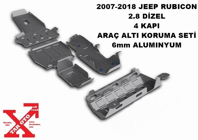 2007-2018 JEEP RUBICON 2.8CRD 4 KAPI ARAÇ ALTI KORUMA SETİ 4 PARÇA 6mm ALUMINYUM