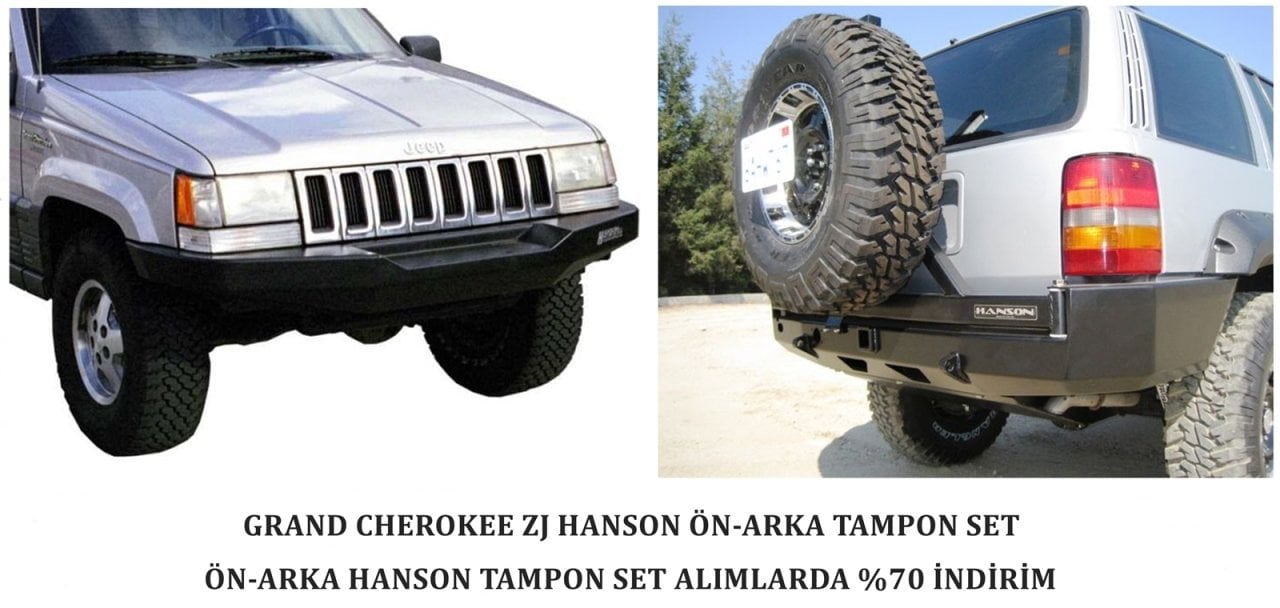 1993-1998 GRAND CHEROKEE ZJ HANSON ÖN-ARKA TAMPON SET, ÖN VİNÇ YUVALI TAMPON, ARKA STEPNE TAŞIYICILI TAMPON SET