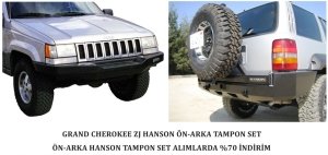 1993-1998 GRAND CHEROKEE ZJ HANSON ÖN-ARKA TAMPON SET, ÖN VİNÇ YUVALI TAMPON, ARKA STEPNE TAŞIYICILI TAMPON SET