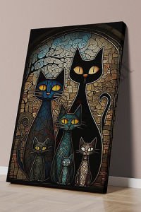 Kedi Ailesi Canvas Tablo