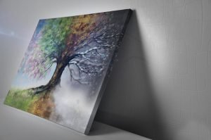 Yağlıboya Ağaç Led Işıklı Canvas Tablo