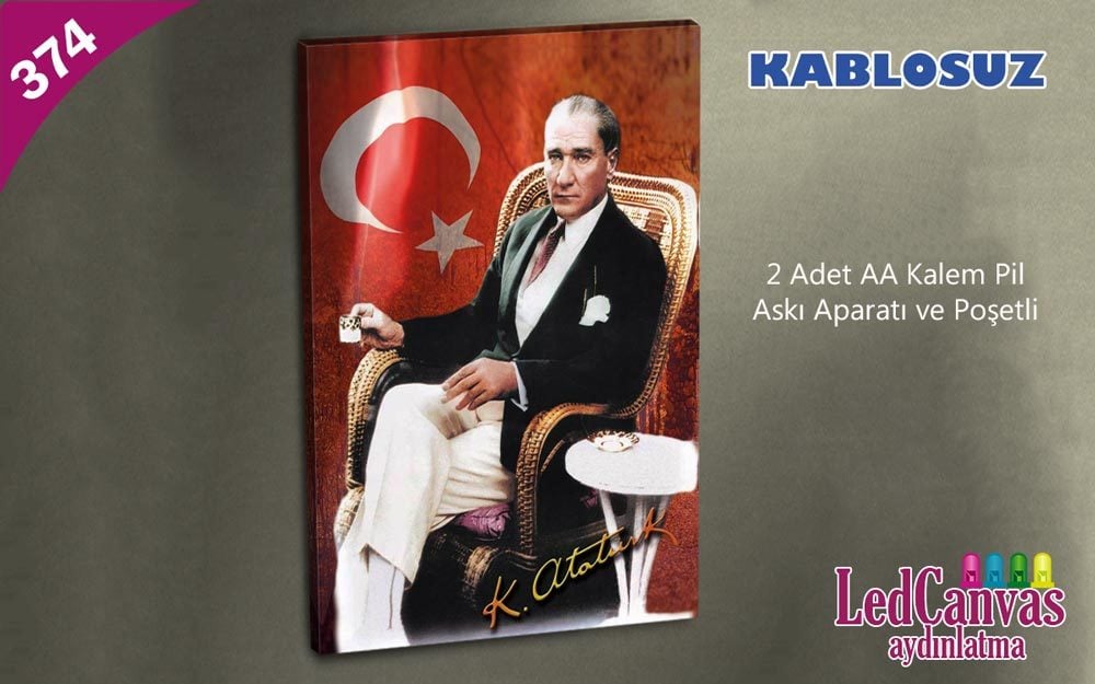 Atatürk Kahve Led Işıklı Tablo