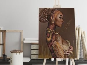 Afrikalı Kadın ve Kelebekler Led Işıklı Tablo