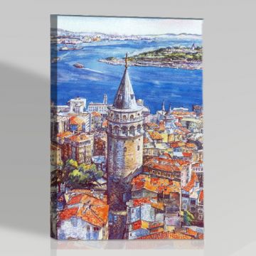 galata kulesi yağlıboya istanbul canvas tablo