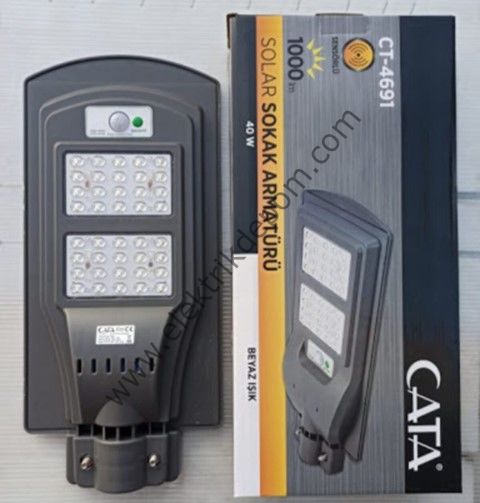 CATA 60 W LED SOLAR SOKAK ARMATÜRÜ - 1000LM / 6400K