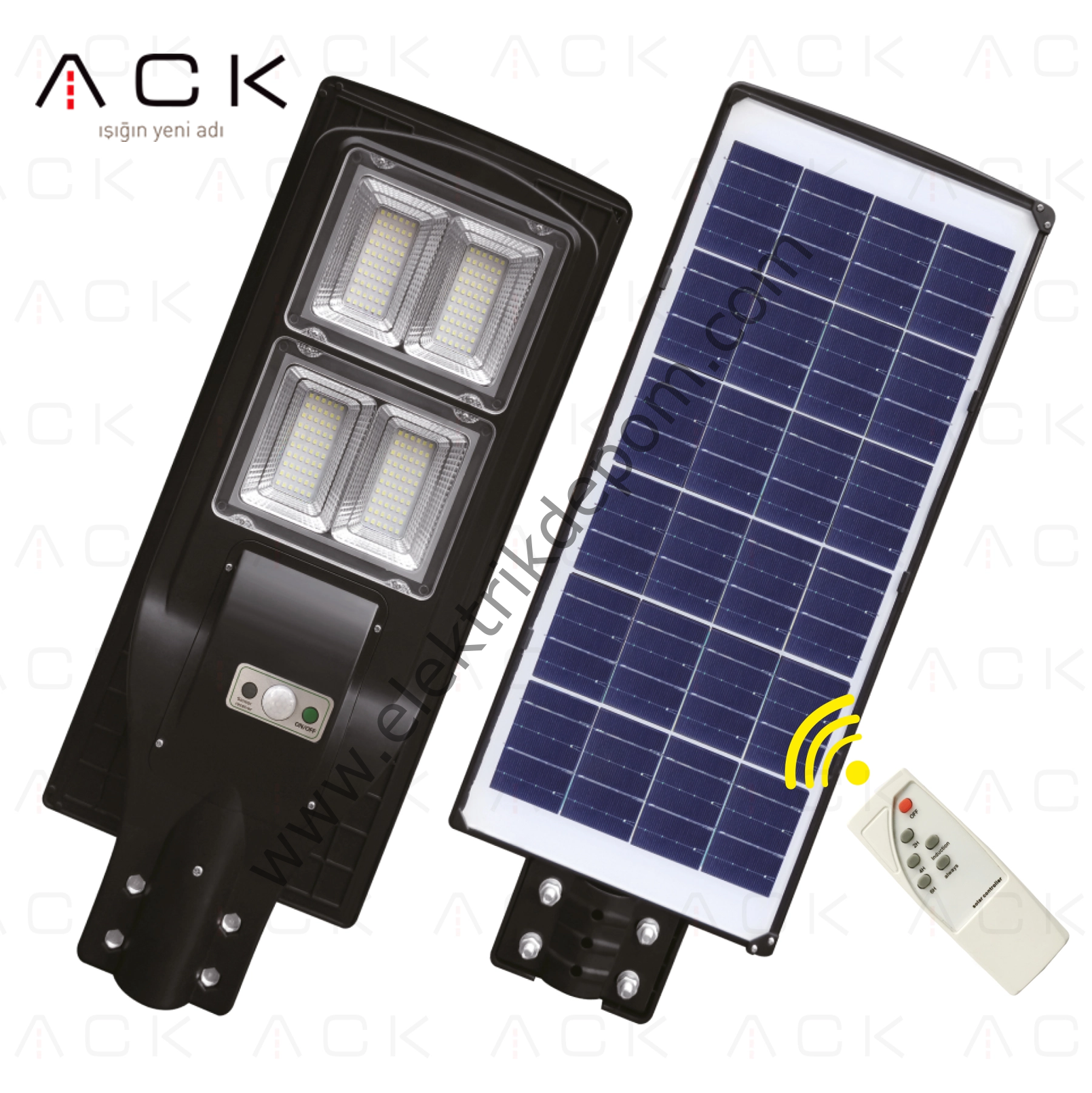 ACK 120W Solar LED Sokak Armatürü – Uzaktan Kumandalı 6500k 1250lm