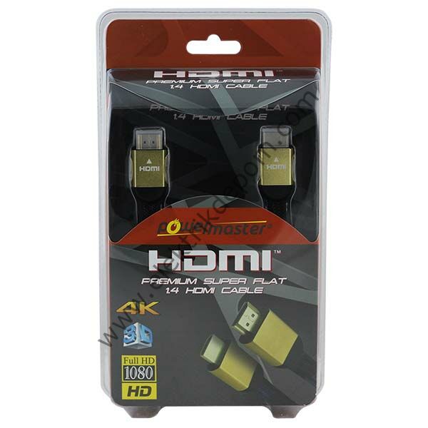 POWERMASTER PM-31349 1.4V 3D 4K UYUMLU 1.5 METRE GOLD YASSI ÖRGÜLÜ HDMI KABLO