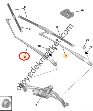 PEUGEOT 207 ÖN SOL SİLECEK KOLU (ORJİNAL)