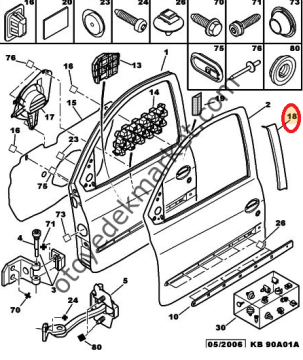 PEUGEOT 206 5K ÖN KAPI SÜS BANDI  SAĞ (ORJİNAL)