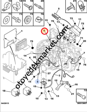 Peugeot 207 (2006-2012) Otomatik Vites Kontaktör Şalter (Hellux)