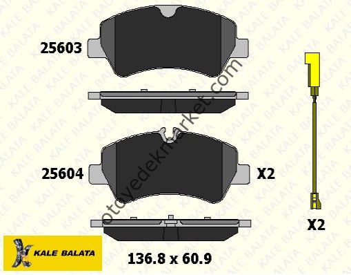 Ford Transit Custom (2012-2022) Arka Disk Balata Fişli (Kale)