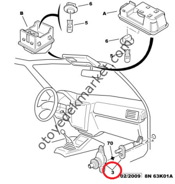 Peugeot 106  (1997-2001) Kapı Işık Otomatiği Butonu (Orijinal)