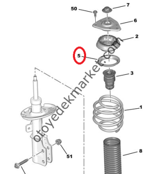 Peugeot 5008 (2017-2024) Ön Amortisör Üst Tabla Lastik Pulu (İthal)