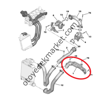 Opel Combo (2020-2024) 1.5 Dizel Turbo Hava Hortumu / Hava Rakor Borusu (Orijinal)