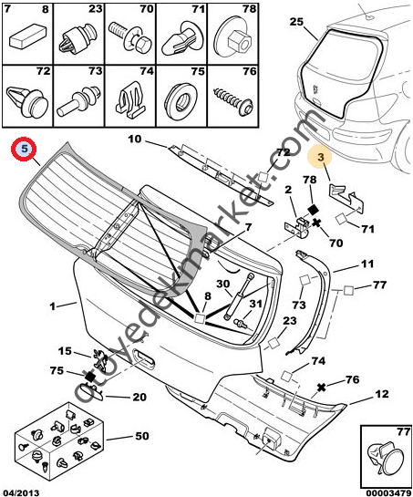 PEUGEOT 307 BAGAJ KAPAK CAMI (ORJİNAL)