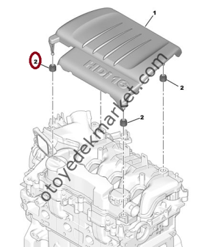 Peugeot 207 1,6 Hdi Motor Üst Kapak Alt Lastik (Orijinal)